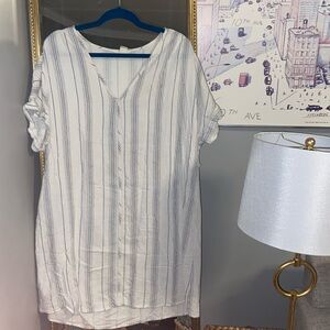 White and Blue striped T-shirt dress